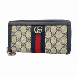 Gucci Long Wallet Ophidia Navy Blue Silver